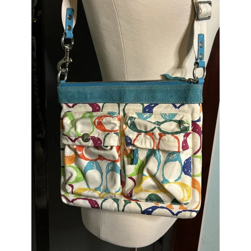 COACH Y2K 2005 Vintage Logo Hamptons Scribble Demi Crossbody bag